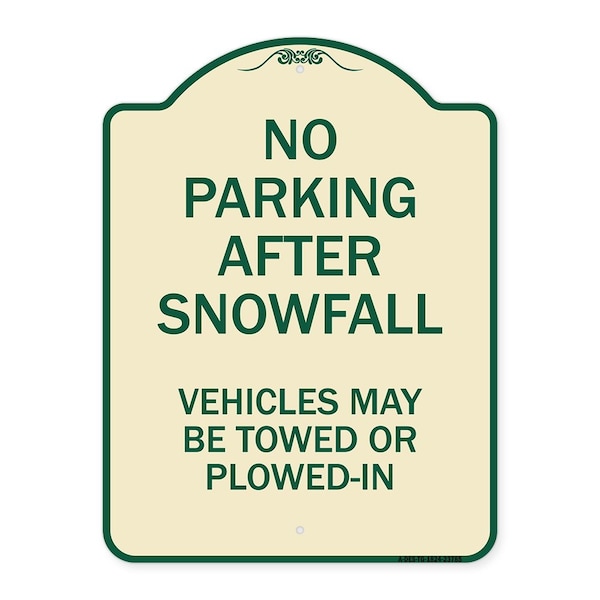 Signmission No Parking After Snowfall Vehicles May Towed or Plowed-In Heavy-Gauge Alum, 24" x 18", TG-1824-23785 A-DES-TG-1824-23785 - main